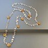Collana A Nodo Orafo Rosato Con Cristallo Di Rocca E Calcedonio Giallo