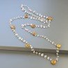 Collana A Nodo Orafo Rosato Con Cristallo Di Rocca E Calcedonio Giallo