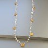 Collana A Nodo Orafo Rosato Con Cristallo Di Rocca E Calcedonio Giallo