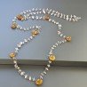 Collana A Nodo Orafo Rosato Con Cristallo Di Rocca E Calcedonio Giallo