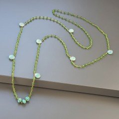 Collana A Nodo Orafo Rosato Con Cristallo Verde E Amazzonite