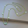 Collana A Nodo Orafo Rosato Con Cristallo Verde E Amazzonite