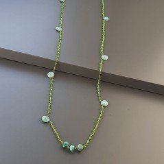 Collana A Nodo Orafo Rosato Con Cristallo Verde E Amazzonite Collana A Nodo Orafo Rosato Con Cristallo Verde E Amazzonite