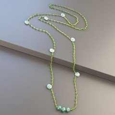 Collana A Nodo Orafo Rosato Con Cristallo Verde E Amazzonite Collana A Nodo Orafo Rosato Con Cristallo Verde E Amazzonite