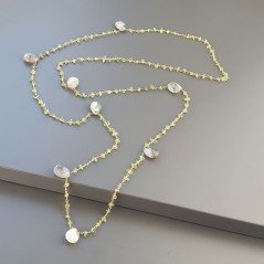 Collana A Nodo Orafo Dorato Con Peridoto E Agata Mushciata
