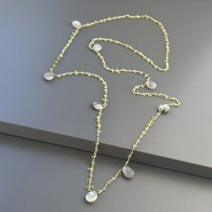 Collana A Nodo Orafo Dorato Con Peridoto E Agata Mushciata