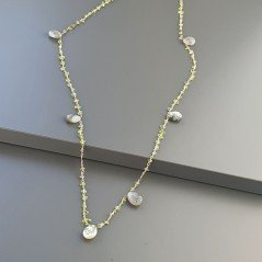 Collana A Nodo Orafo Dorato Con Peridoto E Agata Mushciata