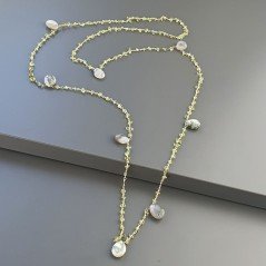 Collana A Nodo Orafo Dorato Con Peridoto E Agata Mushciata