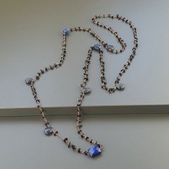 Collana A Nodo Orafo Rosato Con Onice Nera E Lapis Lazuli
