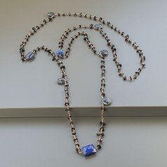 Collana A Nodo Orafo Rosato Con Onice Nera E Lapis Lazuli