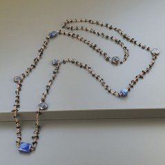 Collana A Nodo Orafo Rosato Con Onice Nera E Lapis Lazuli Collana A Nodo Orafo Rosato Con Onice Nera E Lapis Lazuli