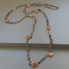 Collana A Nodo Orafo Rosato Con Onice Nera E Calcedonio Marrone