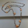 Collana A Nodo Orafo Rosato Con Onice Nera E Calcedonio Marrone