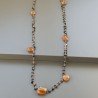 Collana A Nodo Orafo Rosato Con Onice Nera E Calcedonio Marrone