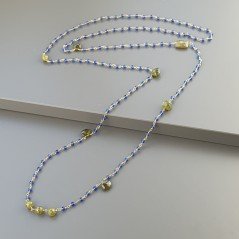 Collana A Nodo Orafo Dorato Con Cristallo Blu E Peridoto