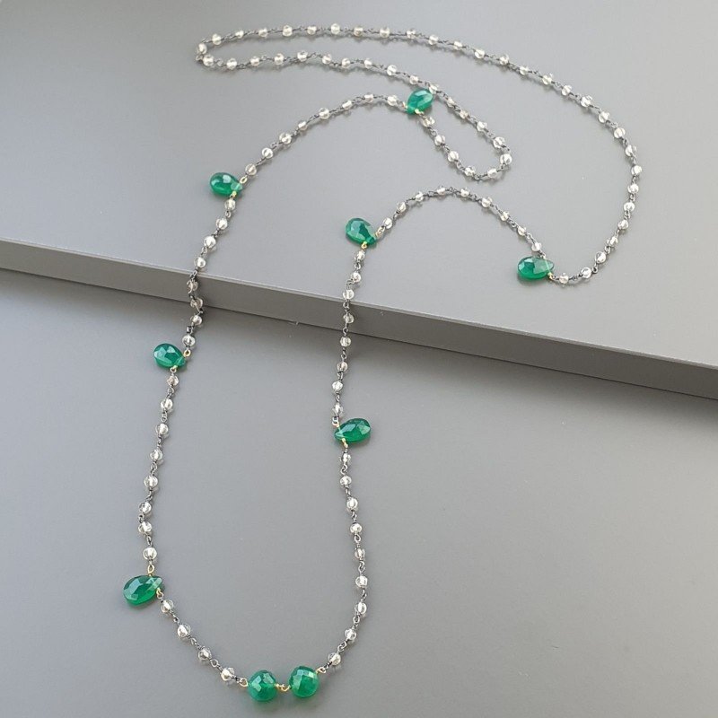 Collana A Nodo Orafo Brunito Con Cristallo Di Rocca E Onice Verde Collana A Nodo Orafo Brunito Con Cristallo Di Rocca E Onice Verde