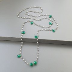 Collana A Nodo Orafo Brunito Con Cristallo Di Rocca E Onice Verde Collana A Nodo Orafo Brunito Con Cristallo Di Rocca E Onice Verde