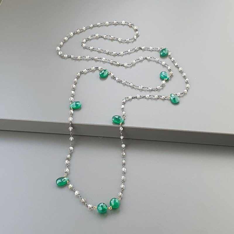 Collana A Nodo Orafo Brunito Con Cristallo Di Rocca E Onice Verde Collana A Nodo Orafo Brunito Con Cristallo Di Rocca E Onice Verde