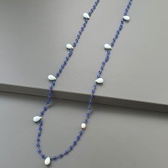 Collana A Nodo Orafo Brunito Con Cristallo Blu E Calcedonio