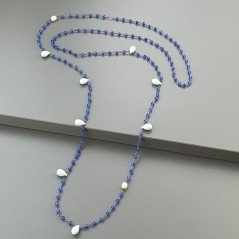 Collana A Nodo Orafo Brunito Con Cristallo Blu E Calcedonio