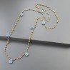 Collana A Nodo Orafo Rosato Con Agata Gialla E Calcedonio Blu