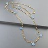 Collana A Nodo Orafo Rosato Con Agata Gialla E Calcedonio Blu