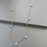 Collana A Nodo Orafo Rosato Con Agata Gialla E Calcedonio Blu