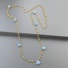 Collana A Nodo Orafo Rosato Con Agata Gialla E Calcedonio Blu