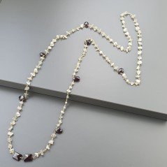 Collana A Nodo Orafo Dorato Con Pietra Di Luna (Adularia) E Granato