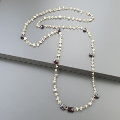 Collana A Nodo Orafo Dorato Con Pietra Di Luna (Adularia) E Granato