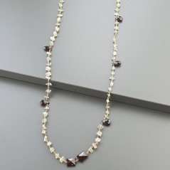 Collana A Nodo Orafo Dorato Con Pietra Di Luna (Adularia) E Granato