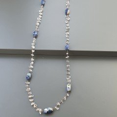 Collana A Nodo Orafo Rosato Con Cristallo Di Rocca E Sodalite