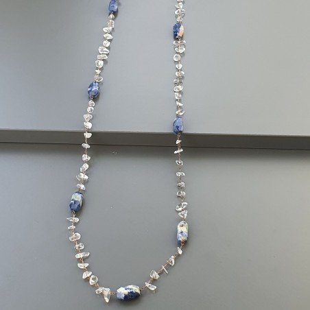 Collana A Nodo Orafo Rosato Con Cristallo Di Rocca E Sodalite