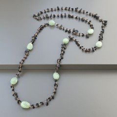 Collana A Nodo Orafo Rosato Con Onice Nera E Avventurina Verde