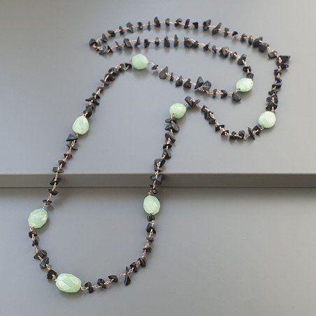 Collana A Nodo Orafo Rosato Con Onice Nera E Avventurina Verde