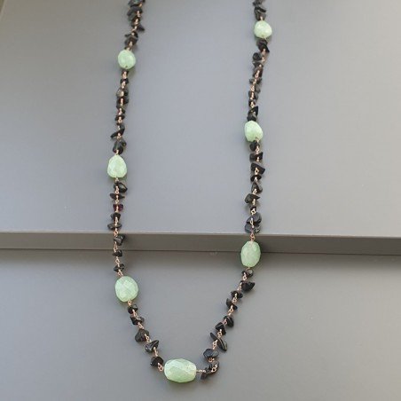 Collana A Nodo Orafo Rosato Con Onice Nera E Avventurina Verde