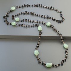 Collana A Nodo Orafo Rosato Con Onice Nera E Avventurina Verde Collana A Nodo Orafo Rosato Con Onice Nera E Avventurina Verde