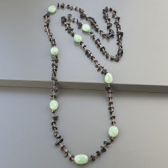 Collana A Nodo Orafo Rosato Con Onice Nera E Avventurina Verde Collana A Nodo Orafo Rosato Con Onice Nera E Avventurina Verde