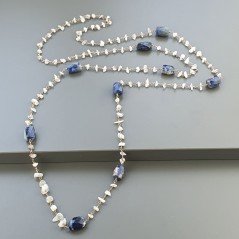 Collana A Nodo Orafo Rosato Con Labradorite Bianca E Sodalite Collana A Nodo Orafo Rosato Con Labradorite Bianca E Sodalite