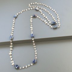 Collana A Nodo Orafo Rosato Con Labradorite Bianca E Sodalite Collana A Nodo Orafo Rosato Con Labradorite Bianca E Sodalite