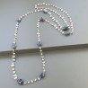 Collana A Nodo Orafo Rosato Con Labradorite Bianca E Sodalite