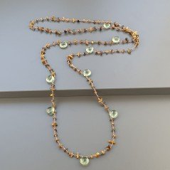 Collana A Nodo Orafo Rosato Con Occhio Di Tigre E Ametista Verde Idrotermale
