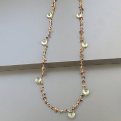 Collana A Nodo Orafo Rosato Con Occhio Di Tigre E Ametista Verde Idrotermale