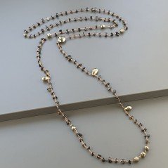 Collana A Nodo Orafo Rosato Con Onice Nera E Pirite Naturale