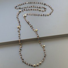 Collana A Nodo Orafo Rosato Con Onice Nera E Pirite Naturale