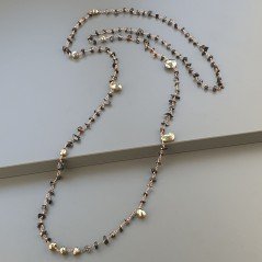 Collana A Nodo Orafo Rosato Con Onice Nera E Pirite Naturale