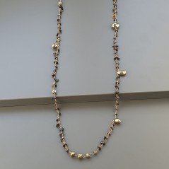 Collana A Nodo Orafo Rosato Con Onice Nera E Pirite Naturale