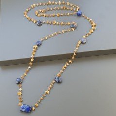 Collana A Nodo Orafo Rosato Con Quarzo Citrino E Lapis Lazuli
