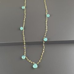 Collana A Nodo Orafo Dorato Con Peridoto E Calcedonio Collana A Nodo Orafo Dorato Con Peridoto E Calcedonio