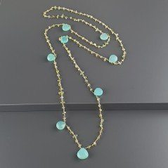 Collana A Nodo Orafo Dorato Con Peridoto E Calcedonio Collana A Nodo Orafo Dorato Con Peridoto E Calcedonio
